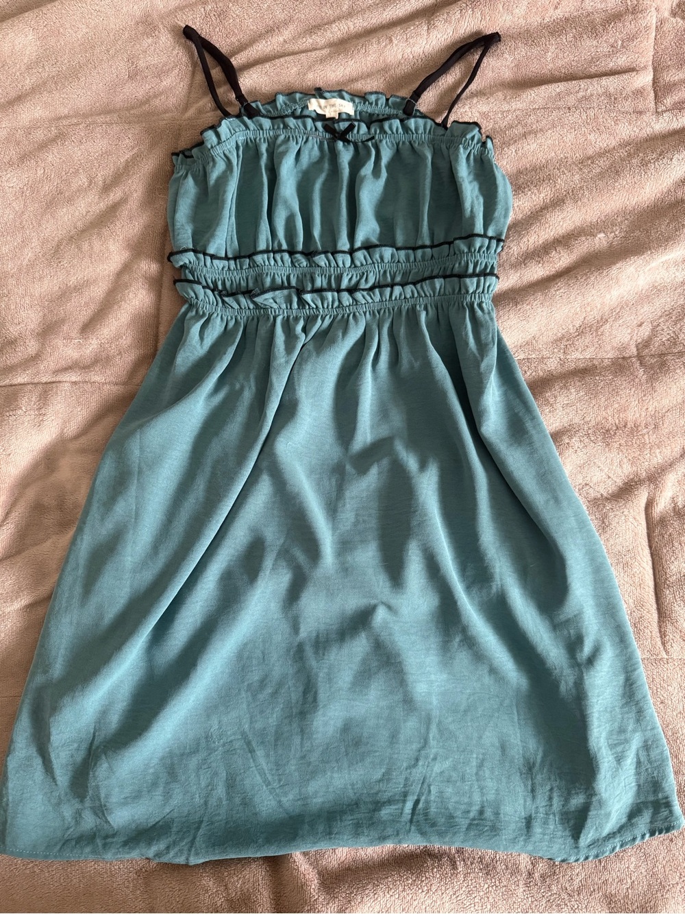 Ple in the Sky Teal Blue Ruffle-Trim Dress